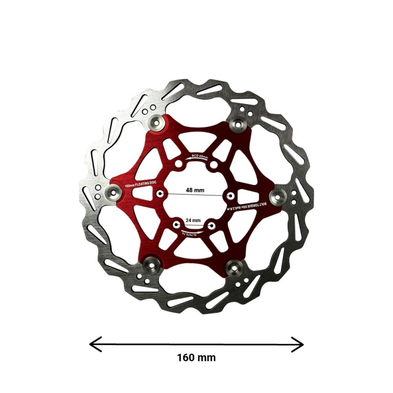 Disque de frein flottant 160mm entraxe 48mm (2 couleurs)