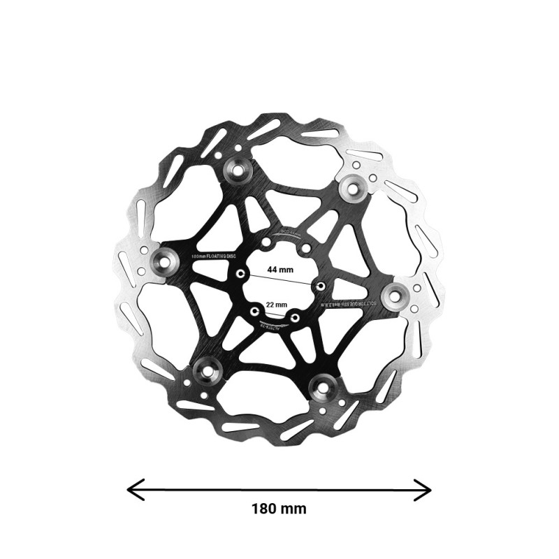 Disque de frein flottant 180mm entraxe 44mm (2 couleurs) (Noir)