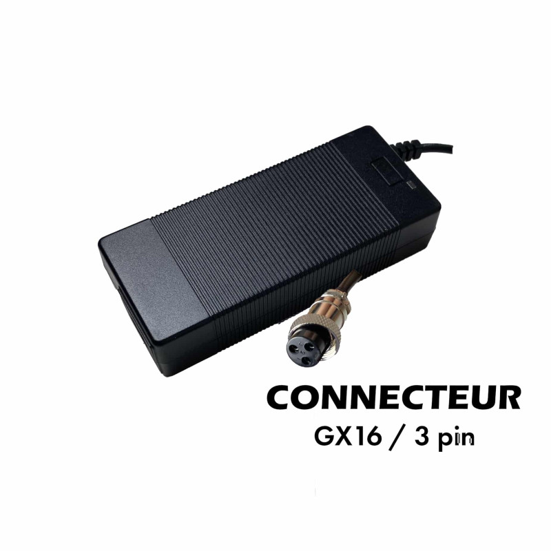 Chargeur 48V, 54.6V / 2A-4A (connecteur GX16-3p)